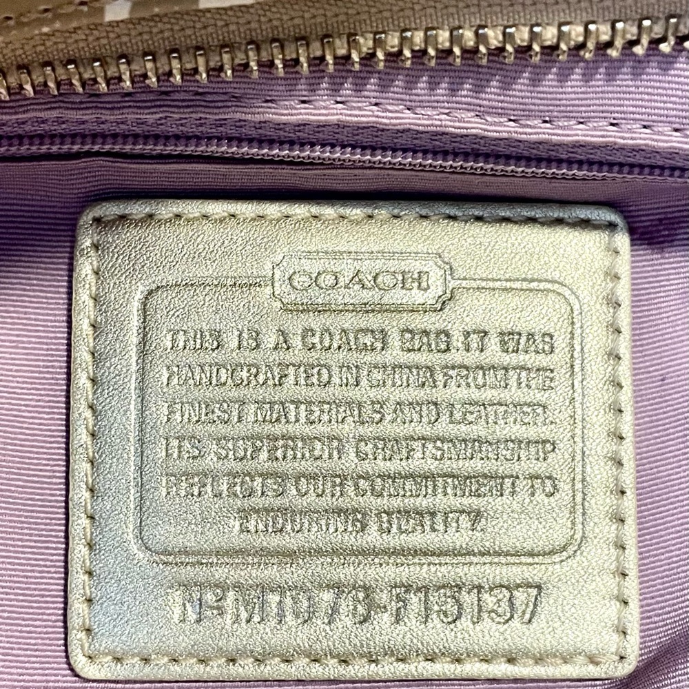 *EUC* COACH Heritage Chelsea Signature Shoulder Tote Bag/Purse - White & Gold - Picture 6 of 16